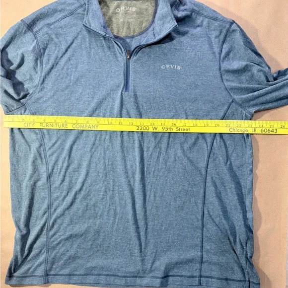 Orvis Quarter‑Zip Pullover Men’s XL– Heather Blue Performance Long Sleeve - Picture 7 of 9